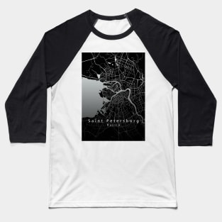 Saint Petersburg Russia City Map dark Baseball T-Shirt